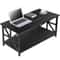 Black Coffee Table With Storage Shelf Industrial Style CrossShaped Metal Legs Spacious And Durable 7
