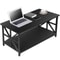 Black Coffee Table With Storage Shelf Industrial Style CrossShaped Metal Legs Spacious And Durable 7