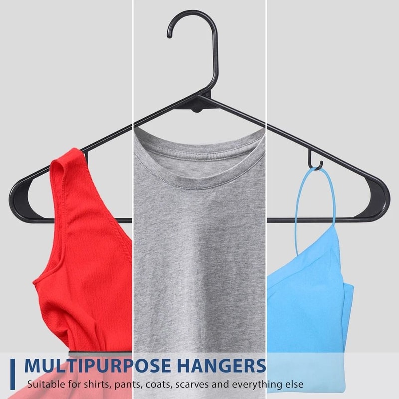 Durable Plastic Clothes Hangers Space Saving With Hooks 14