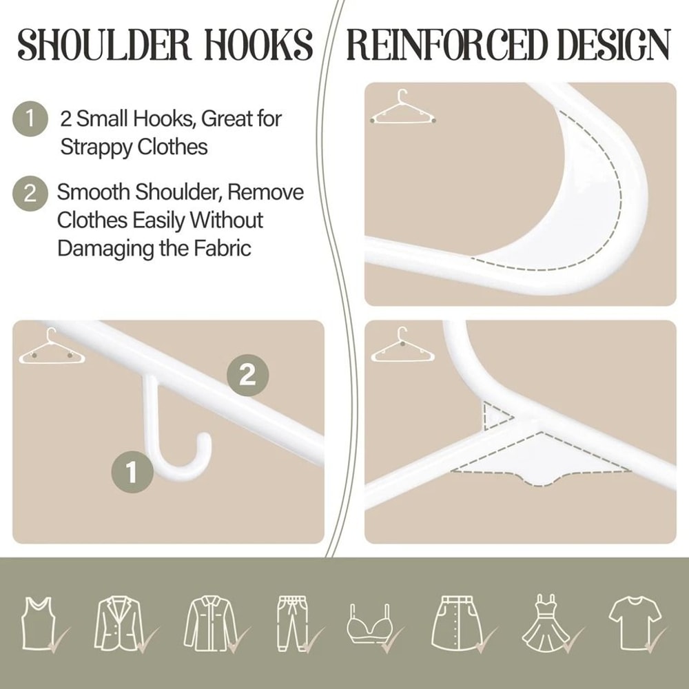 Durable Plastic Clothes Hangers Space Saving With Hooks 5