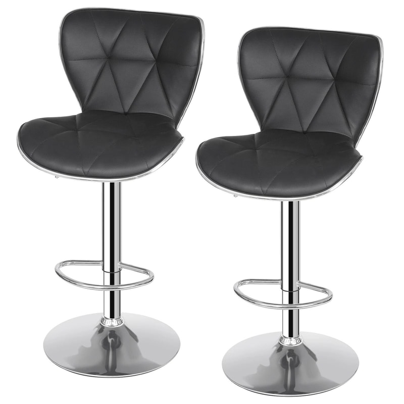Adjustable Height Shell Back Bar Stools Swivel PU Leather Stool Modern Kitchen And Home Office Seat 1