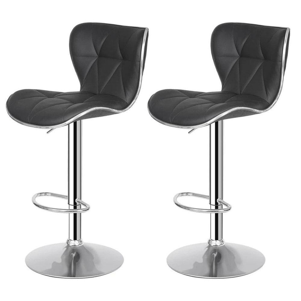 Adjustable Height Shell Back Bar Stools Swivel PU Leather Stool Modern Kitchen And Home Office Seat 5