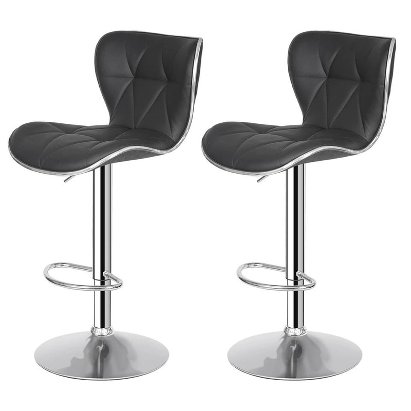 Adjustable Height Shell Back Bar Stools Swivel PU Leather Stool Modern Kitchen And Home Office Seat 5