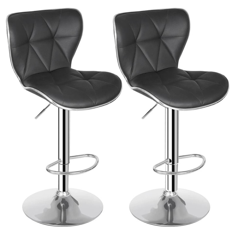 Adjustable Height Shell Back Bar Stools Swivel PU Leather Stool Modern Kitchen And Home Office Seat 7