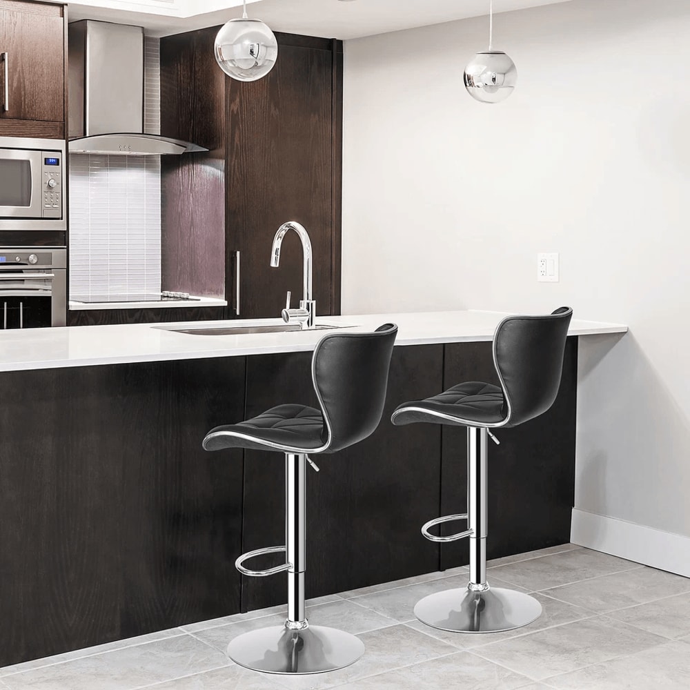 Adjustable Height Shell Back Bar Stools Swivel PU Leather Stool Modern Kitchen And Home Office Seat 9