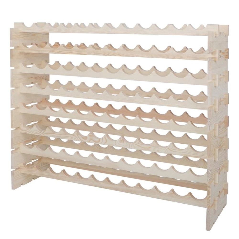 Wood Wine Rack Storage Sturdy Display Shelves Natural Kitchen Decor Stackable Design For Bottles 5