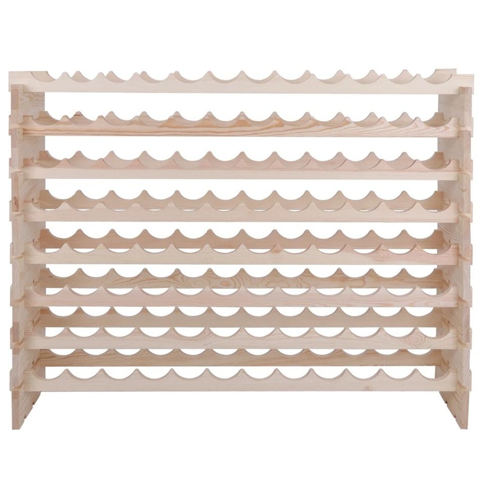 Wood Wine Rack Storage Sturdy Display Shelves Natural Kitchen Decor Stackable Design For Bottles 6