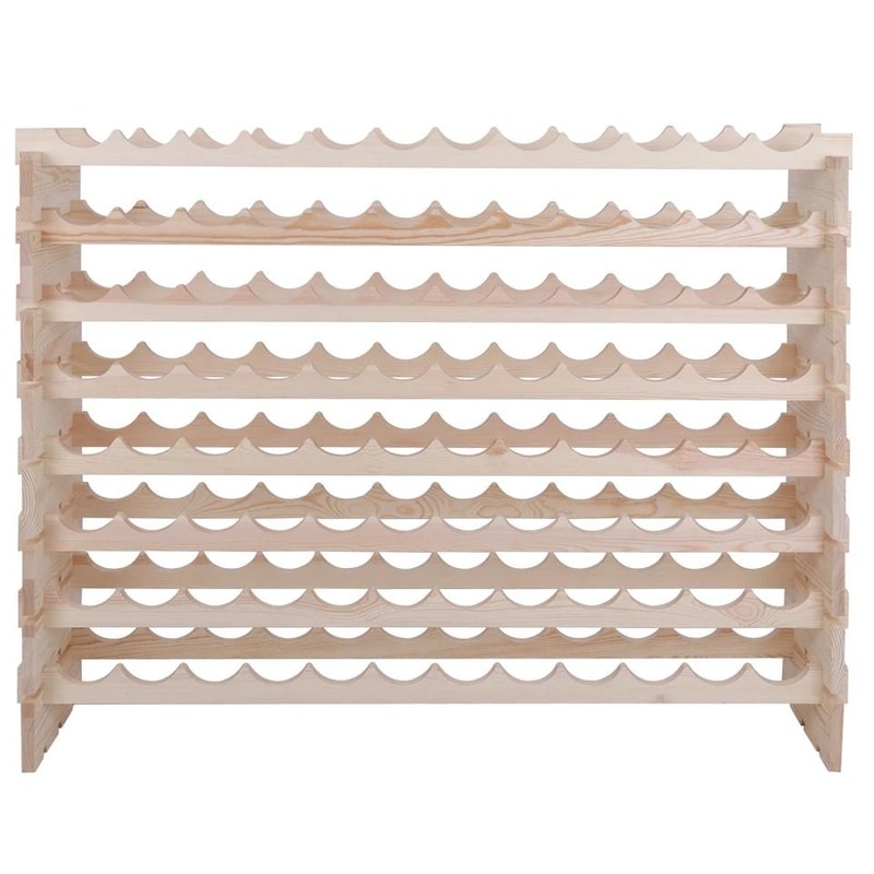 Wood Wine Rack Storage Sturdy Display Shelves Natural Kitchen Decor Stackable Design For Bottles 6