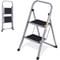 Gray Folding Step Stool With Soft Grip Handle Wide Pedal Compact Ladder For Home Indoor Use SpaceS 0