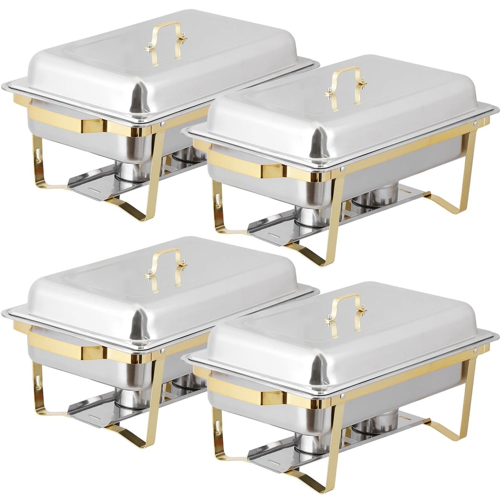 Elegant Chafing Dishes Buffet Warmer Set Gold Silver Qt Stainless Steel For Wedding Restaurant 10