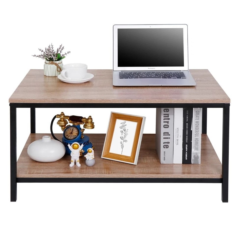 Stylish Modern Coffee Table With Storage Shelf And Metal Feet Perfect For Living Room Home Indoor U 4