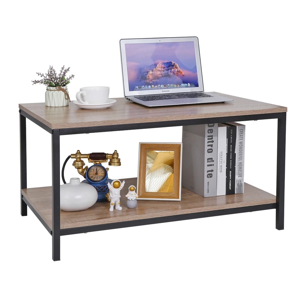 Stylish Modern Coffee Table With Storage Shelf And Metal Feet Perfect For Living Room Home Indoor U 8