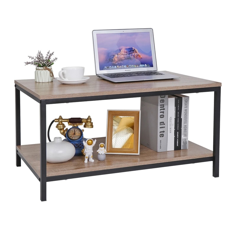 Stylish Modern Coffee Table With Storage Shelf And Metal Feet Perfect For Living Room Home Indoor U 8