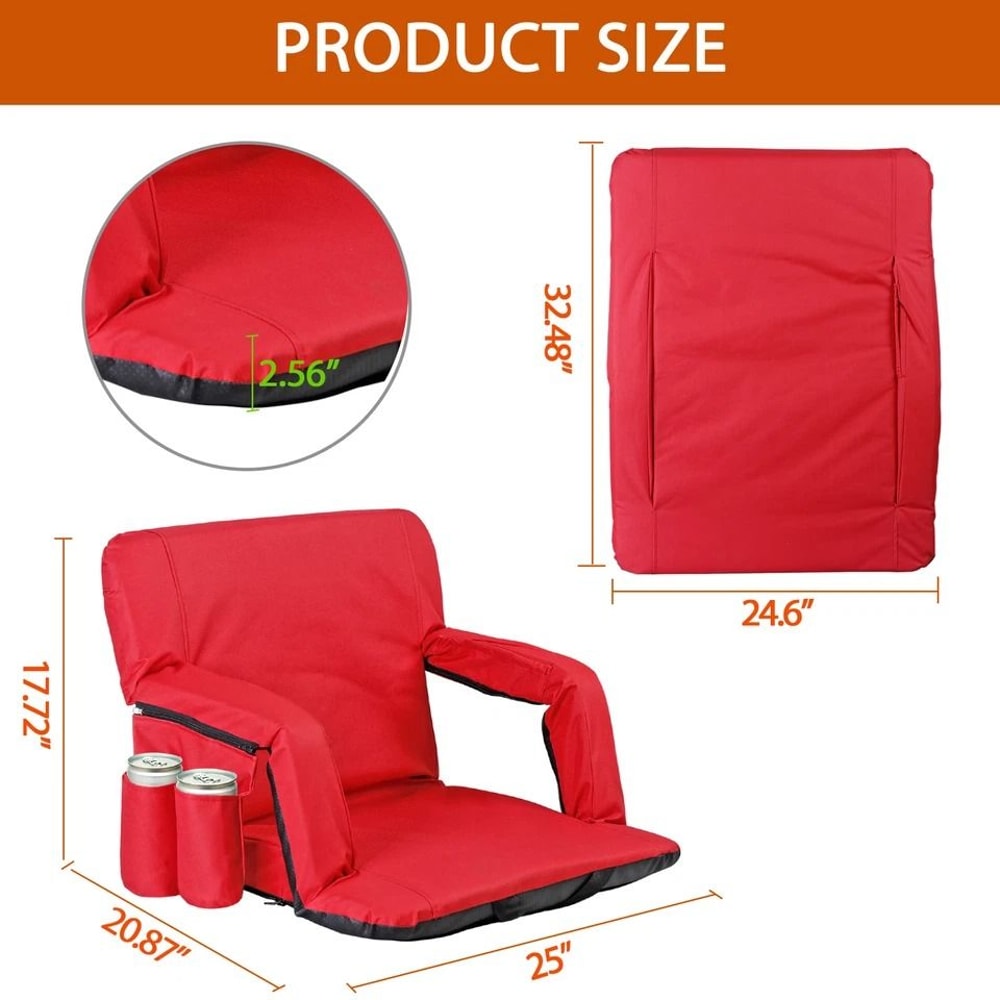 Folding Stadium Seat For Bleachers With Adjustable Back Red Stadium Chair Comfortable And Durable 2