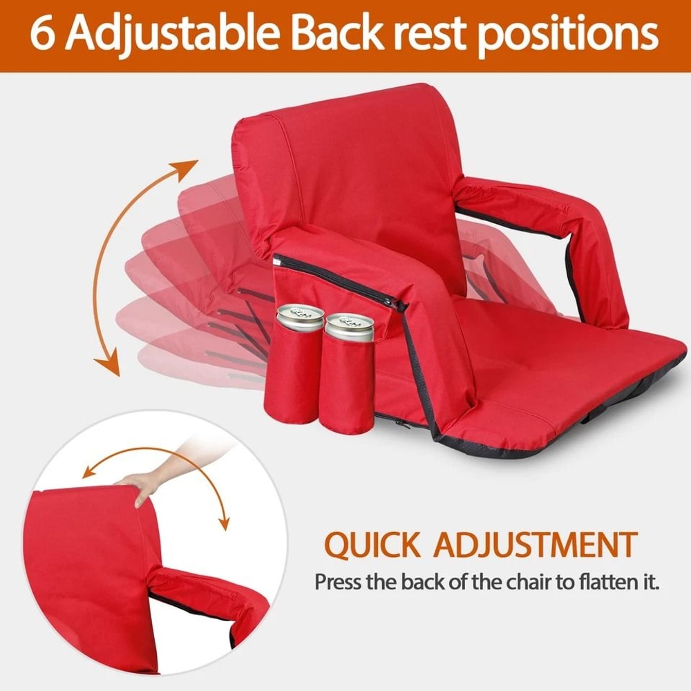 Folding Stadium Seat For Bleachers With Adjustable Back Red Stadium Chair Comfortable And Durable 3