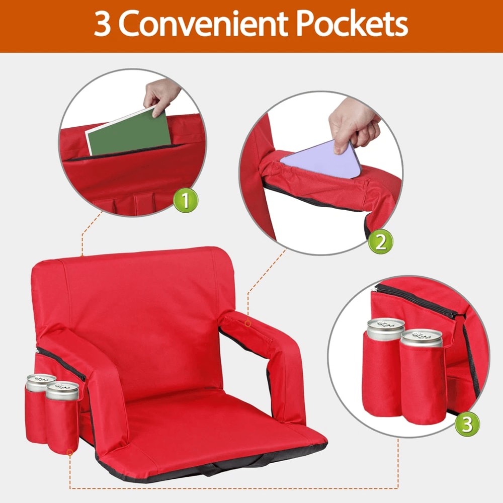 Folding Stadium Seat For Bleachers With Adjustable Back Red Stadium Chair Comfortable And Durable 7