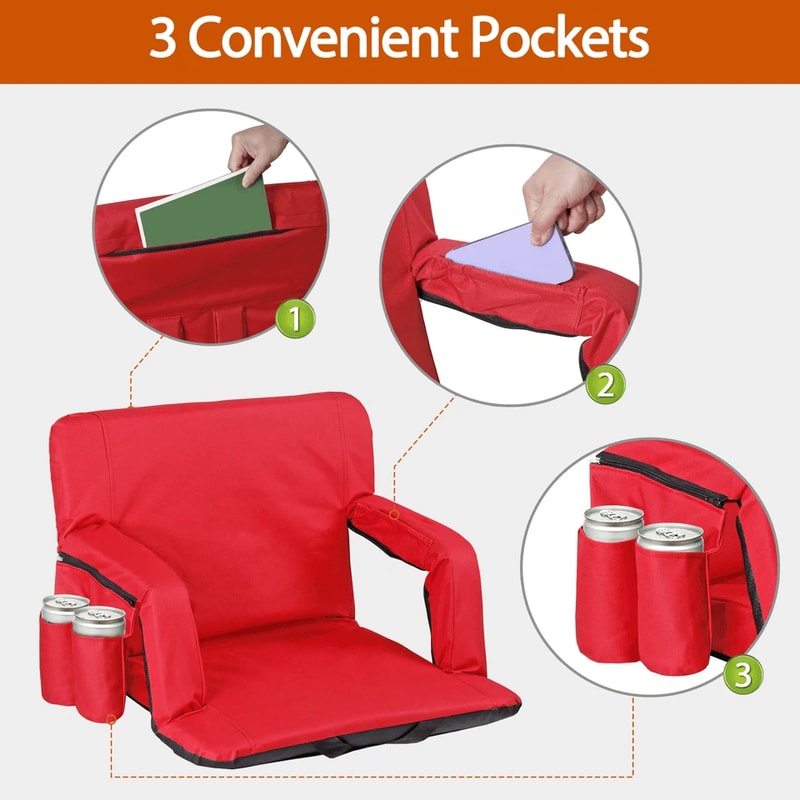 Folding Stadium Seat For Bleachers With Adjustable Back Red Stadium Chair Comfortable And Durable 7