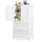 White Bathroom Floor Cabinet Adjustable Shelves Hidden Storage Large Capacity Stylish Design 0