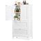 White Bathroom Floor Cabinet Adjustable Shelves Hidden Storage Large Capacity Stylish Design 0