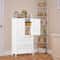 White Bathroom Floor Cabinet Adjustable Shelves Hidden Storage Large Capacity Stylish Design 9