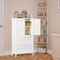 White Bathroom Floor Cabinet Adjustable Shelves Hidden Storage Large Capacity Stylish Design 9