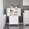 White Bathroom Floor Cabinet Adjustable Shelves Hidden Storage Large Capacity Stylish Design 10