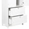 White Bathroom Floor Cabinet Adjustable Shelves Hidden Storage Large Capacity Stylish Design 17