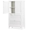 White Bathroom Floor Cabinet Adjustable Shelves Hidden Storage Large Capacity Stylish Design 19