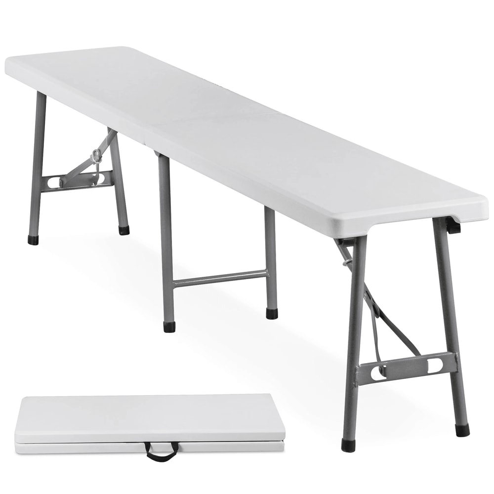 Lightweight Plastic Folding Bench Sturdy Compact For IndoorOutdoor Use White Folding Bench For Eve 1