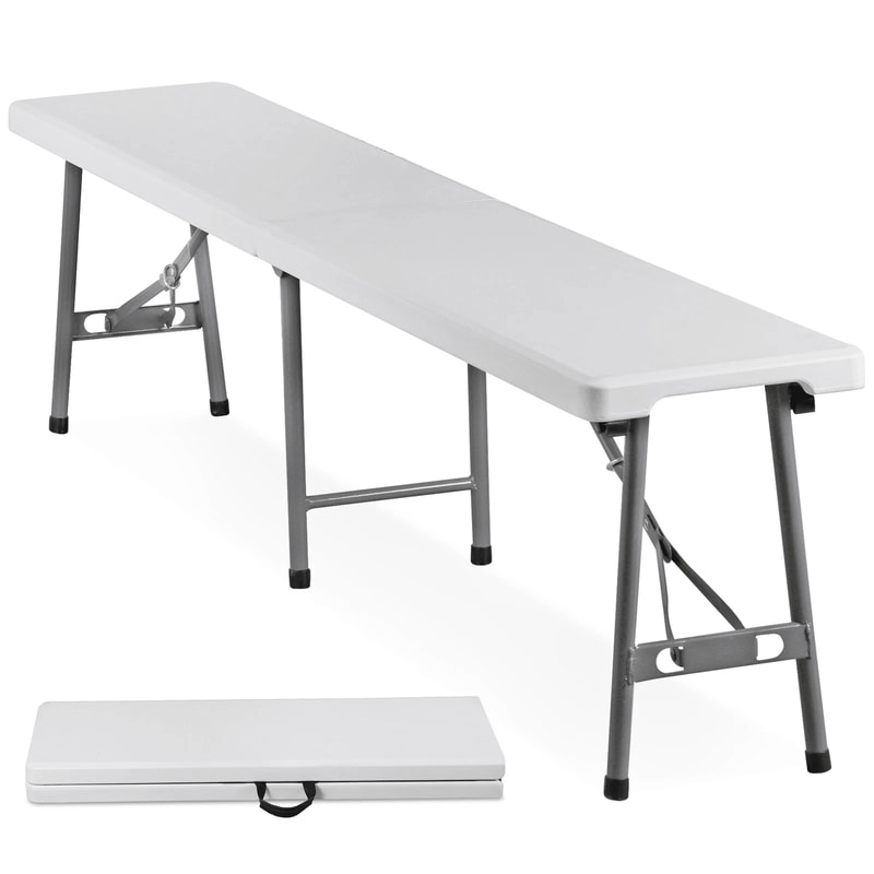 Lightweight Plastic Folding Bench Sturdy Compact For IndoorOutdoor Use White Folding Bench For Eve 1
