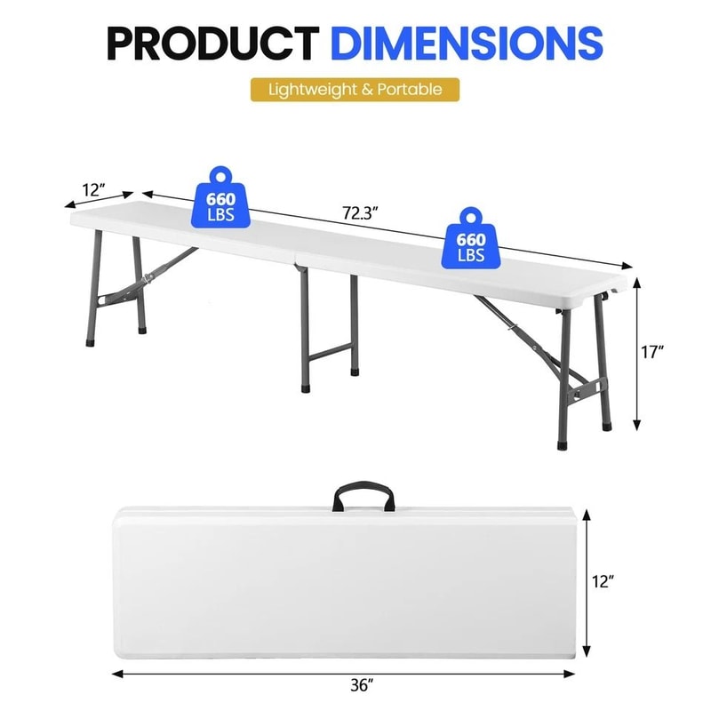 Lightweight Plastic Folding Bench Sturdy Compact For IndoorOutdoor Use White Folding Bench For Eve 3