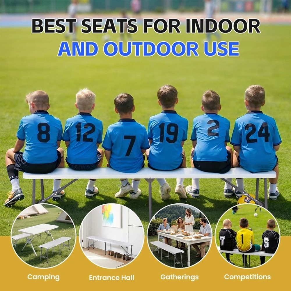 Lightweight Plastic Folding Bench Sturdy Compact For IndoorOutdoor Use White Folding Bench For Eve 9