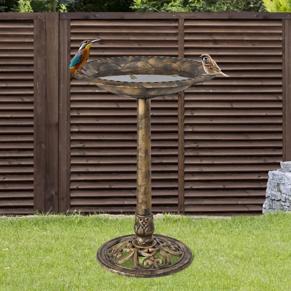 Durable Pedestal Birdbath Antique Design For Yard And Garden Outdoor Decor 11