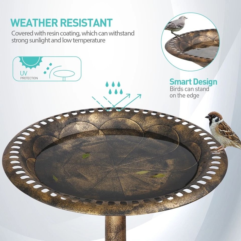 Durable Pedestal Birdbath Antique Design For Yard And Garden Outdoor Decor 4
