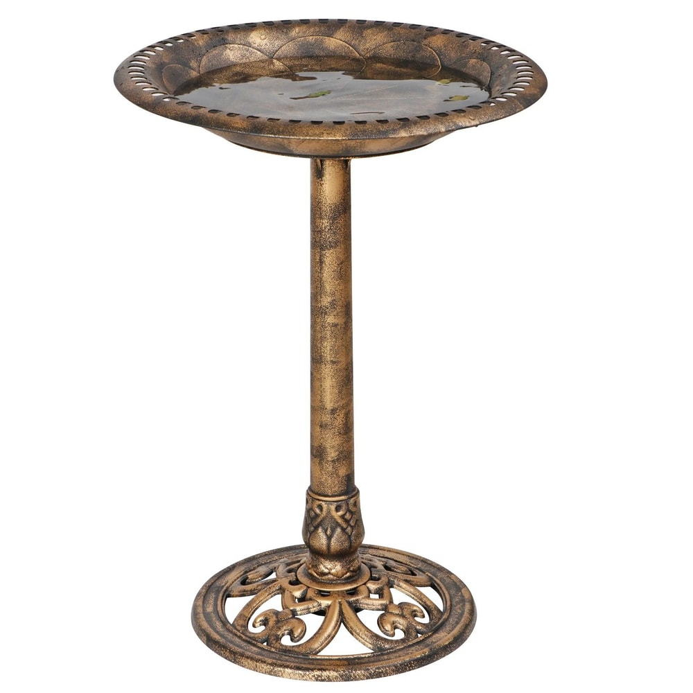 Durable Pedestal Birdbath Antique Design For Yard And Garden Outdoor Decor 0