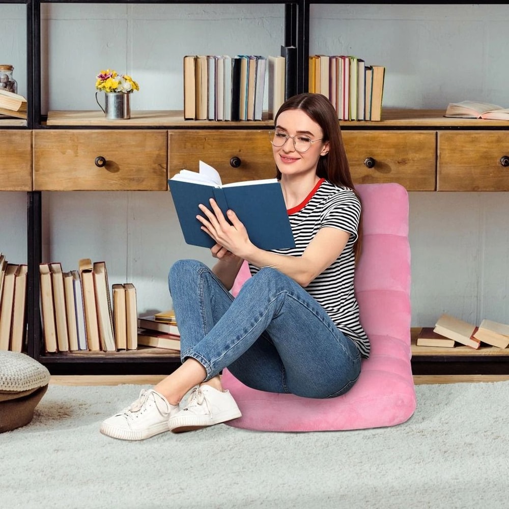 Adjustable Folding Floor Chair Sofa Lounger Bed Pink Recliner Lazy Seat Indoor 11