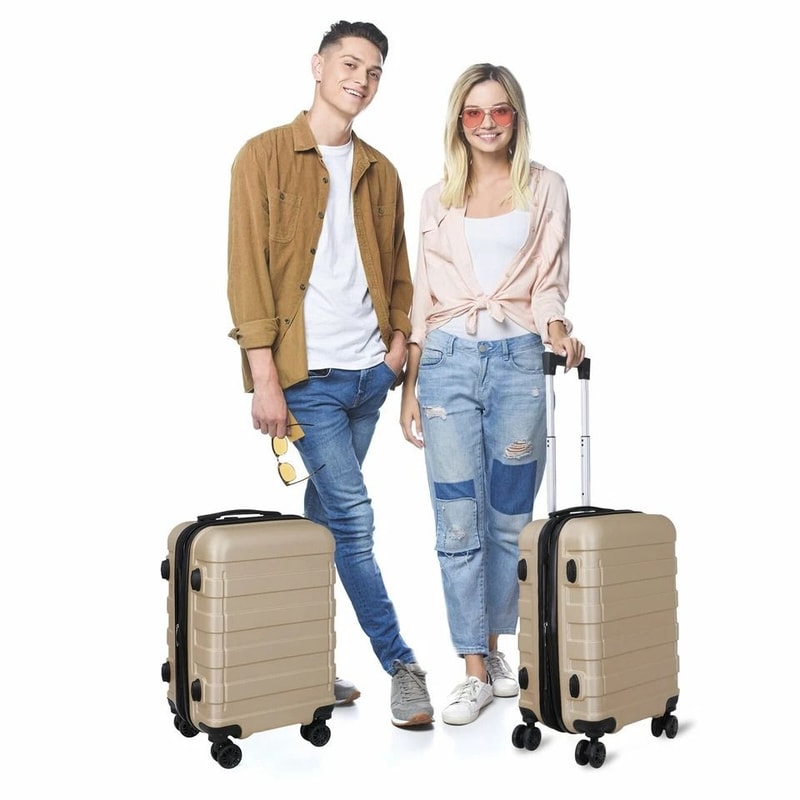 Champagne Carry On Luggage Expandable With Spinner Wheels Durable ABS 2