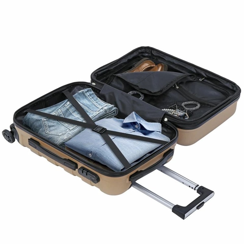 Champagne Carry On Luggage Expandable With Spinner Wheels Durable ABS 6