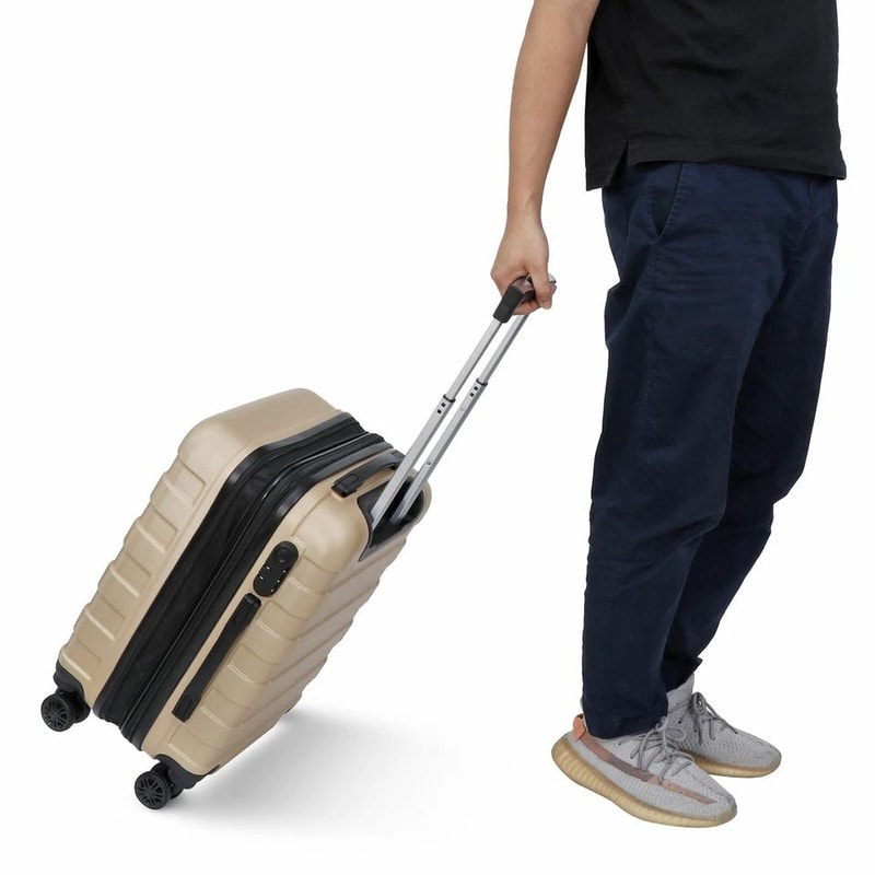 Champagne Carry On Luggage Expandable With Spinner Wheels Durable ABS 8