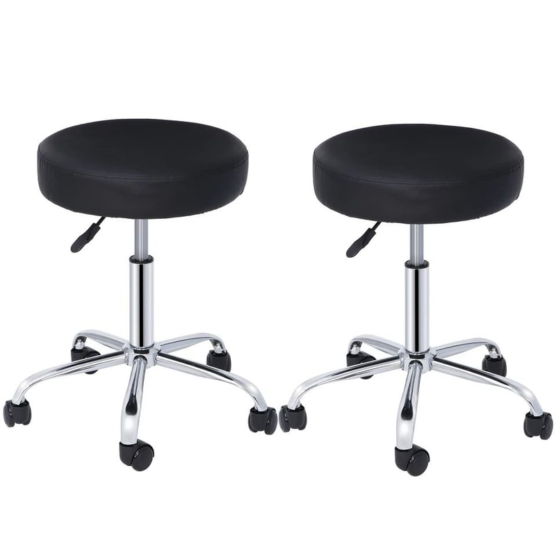Black Adjustable Hydraulic Stool For Salon Thick Pad Swivel Chair 2