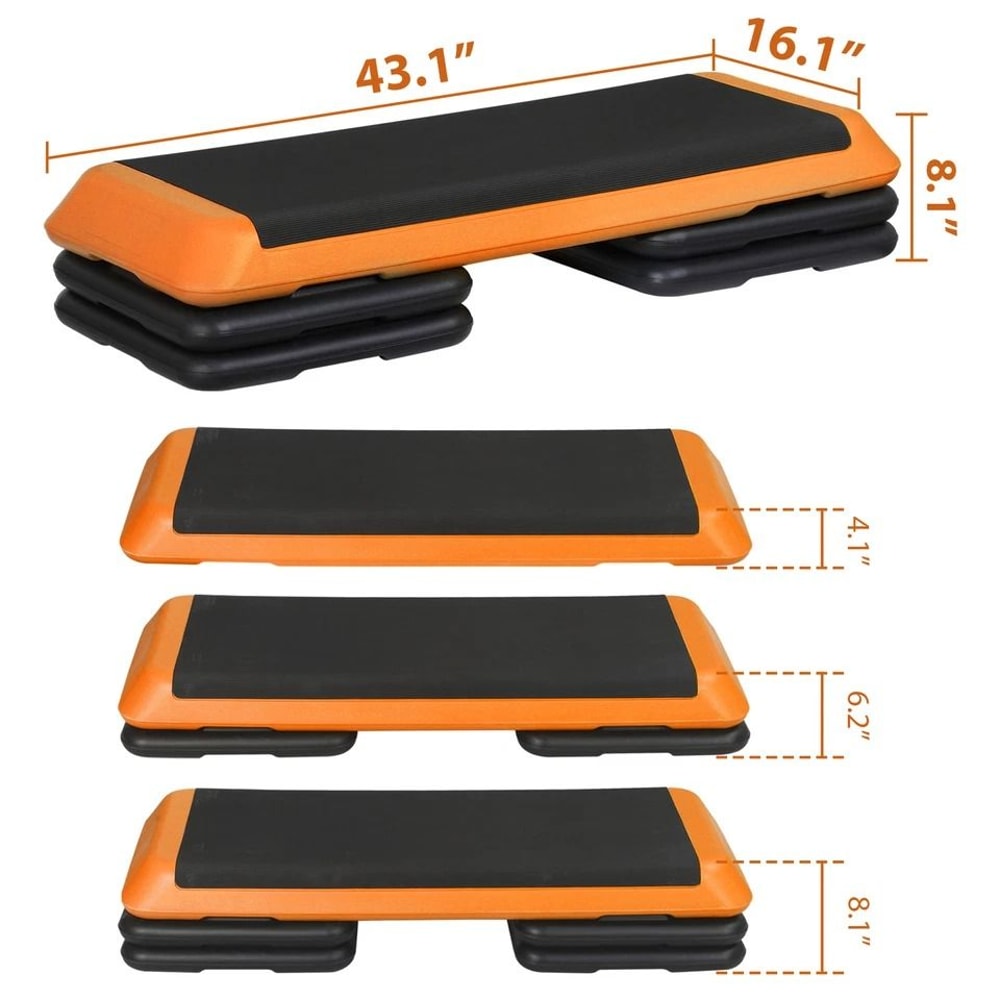 Workout Stepper Adjustable Aerobic Step Platform Riser Orange 3 Height Levels For FullBody Exercise 2
