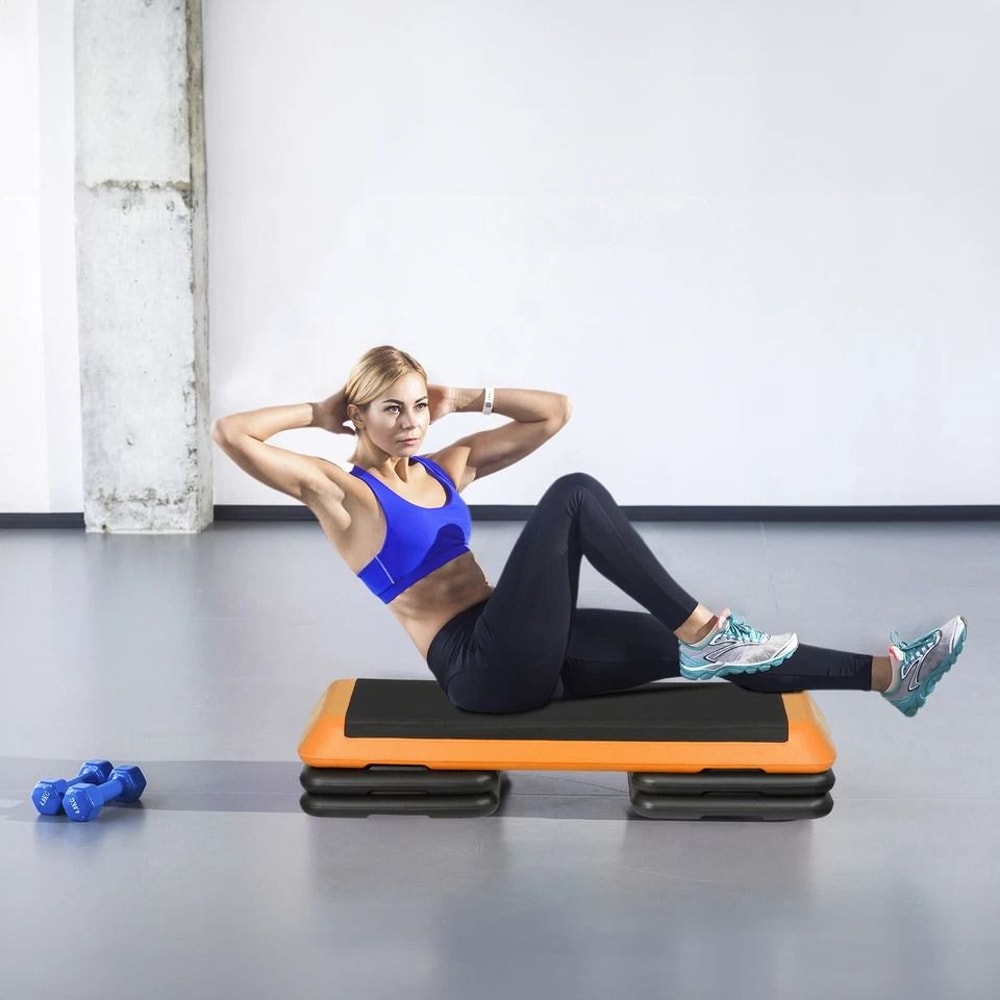 Workout Stepper Adjustable Aerobic Step Platform Riser Orange 3 Height Levels For FullBody Exercise 0