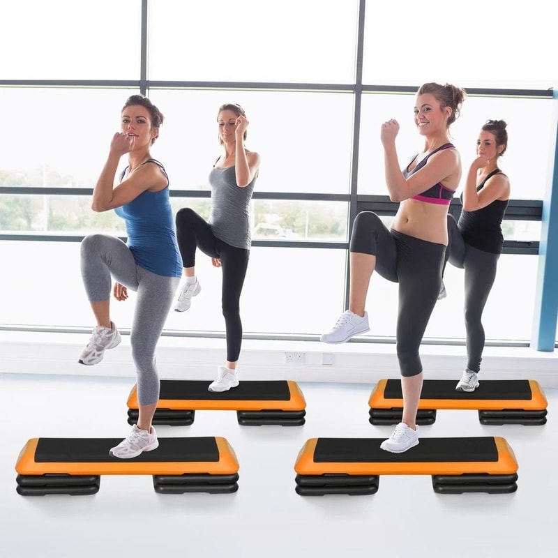 Workout Stepper Adjustable Aerobic Step Platform Riser Orange 3 Height Levels For FullBody Exercise 5
