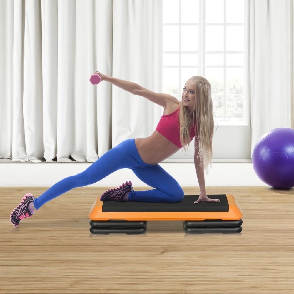 Workout Stepper Adjustable Aerobic Step Platform Riser Orange 3 Height Levels For FullBody Exercise 1