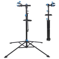 bicycle repair stand with tool tray, adjustable height, cycle rack, durable home bike work stand