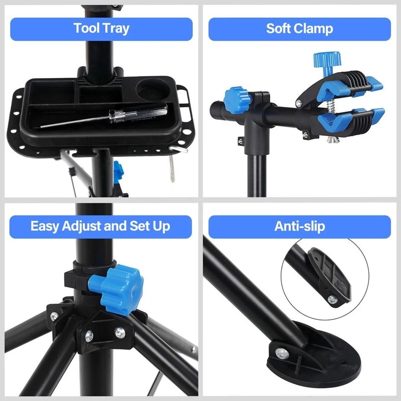 Bicycle Repair Stand With Tool Tray Adjustable Height Cycle Rack Durable Home Bike Work Stand 2