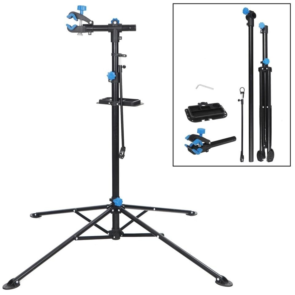 Bicycle Repair Stand With Tool Tray Adjustable Height Cycle Rack Durable Home Bike Work Stand 7