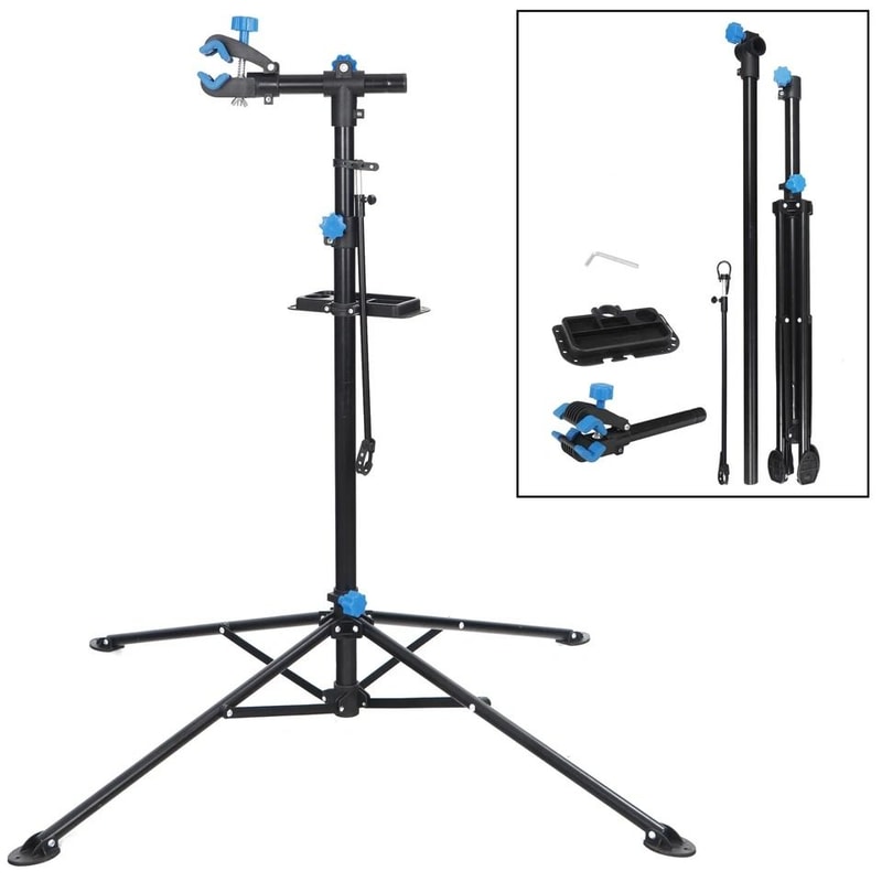 Bicycle Repair Stand With Tool Tray Adjustable Height Cycle Rack Durable Home Bike Work Stand 7