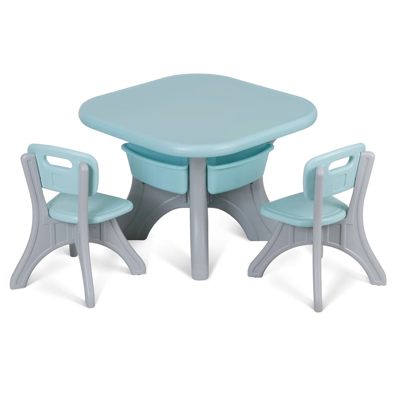 Detachable Kids Play Table And Chairs Set Toddler Learning Table With Storage Pocket 0