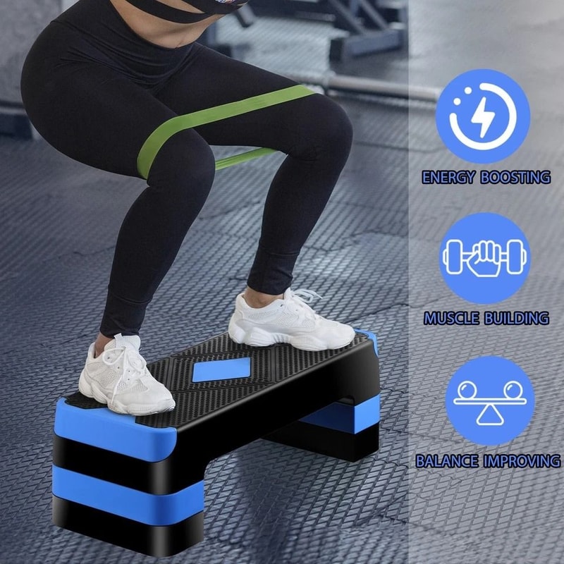 HighDensity Aerobic Step Platform Adjustable Home Gym Stepper With 3 Risers For Muscle And Cardio W 6